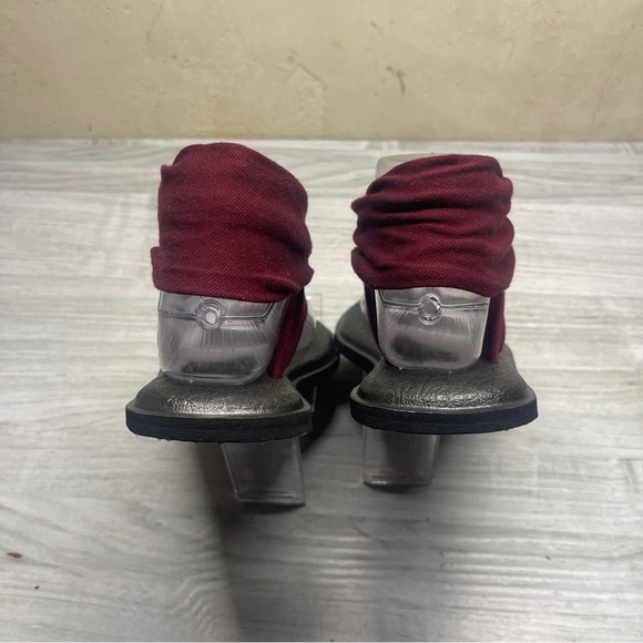 Sanuk Maroon Dark Red Fabric Yoga Mat Thong Sling Back Sandal size Womens 8 - Picture 4 of 9